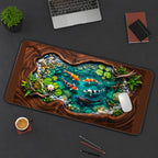 Koi Pond in a Woodgrain Frame desk mat — product mockup 3