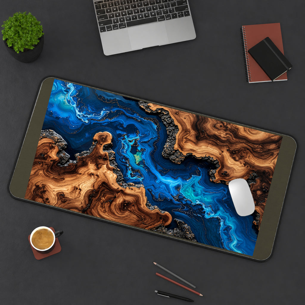 Blue River through Woodgrain Layers desk mat — product mockup 3