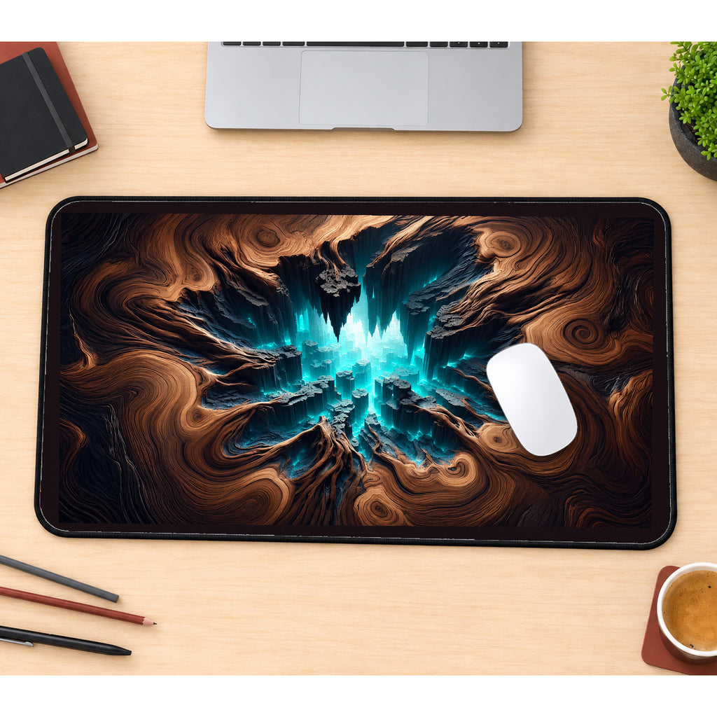 Turquoise Crystal Cavern desk mat — product mockup 1