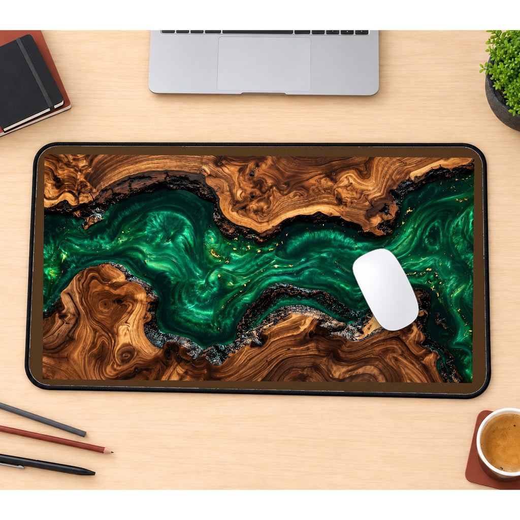 Emerald River and Walnut Tones desk mat — product mockup 1