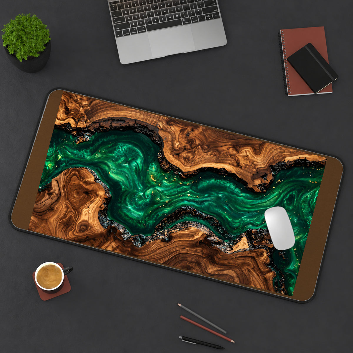 Emerald River and Walnut Tones desk mat — product mockup 3