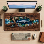 Narwhal in a Pebbled Channel desk mat — product mockup 2