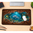 Dolphin Pair in a Coral Lagoon desk mat — product mockup 1