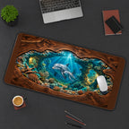 Dolphin Pair in a Coral Lagoon desk mat — product mockup 3