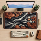 Black and White Marble River desk mat — product mockup 2