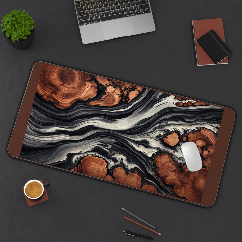 Black and White Marble River desk mat — product mockup 3