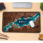 Hammerhead Shark in a Blue Channel desk mat — product mockup 1