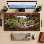 Mountain Lion through a Woodland Frame desk mat — product mockup 2