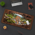 Mountain Lion through a Woodland Frame desk mat — product mockup 3