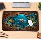 Toothed Shark in a Coral Cavern desk mat — product mockup 1