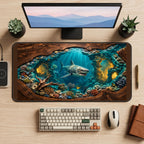 Toothed Shark in a Coral Cavern desk mat — product mockup 2