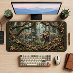 Dinosaurs in a Flowering Forest desk mat — product mockup 2