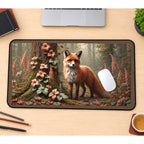 Red Fox beside Woodland Blossoms desk mat — product mockup 1