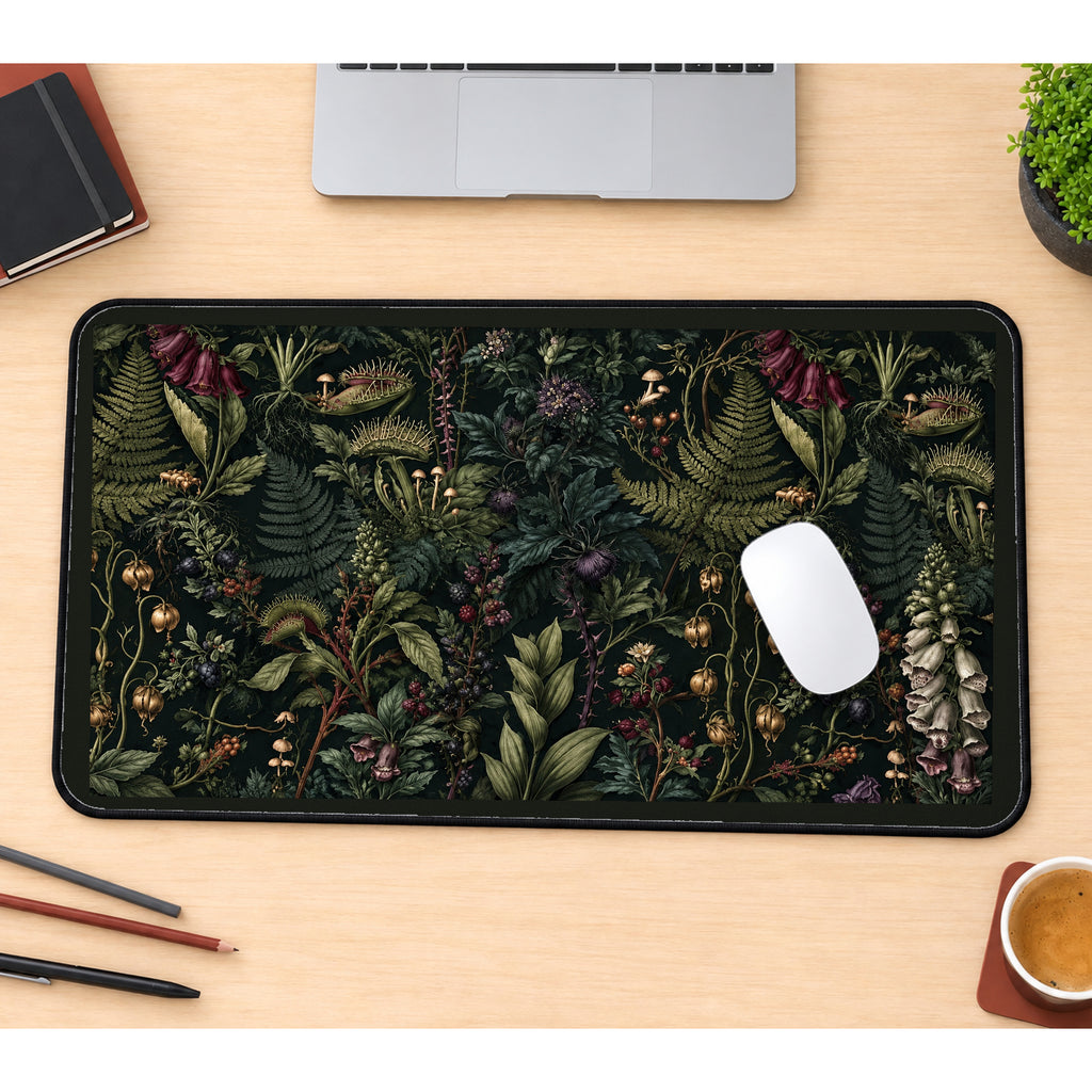 Carnivorous Plants in a Dark Garden desk mat — product mockup 1