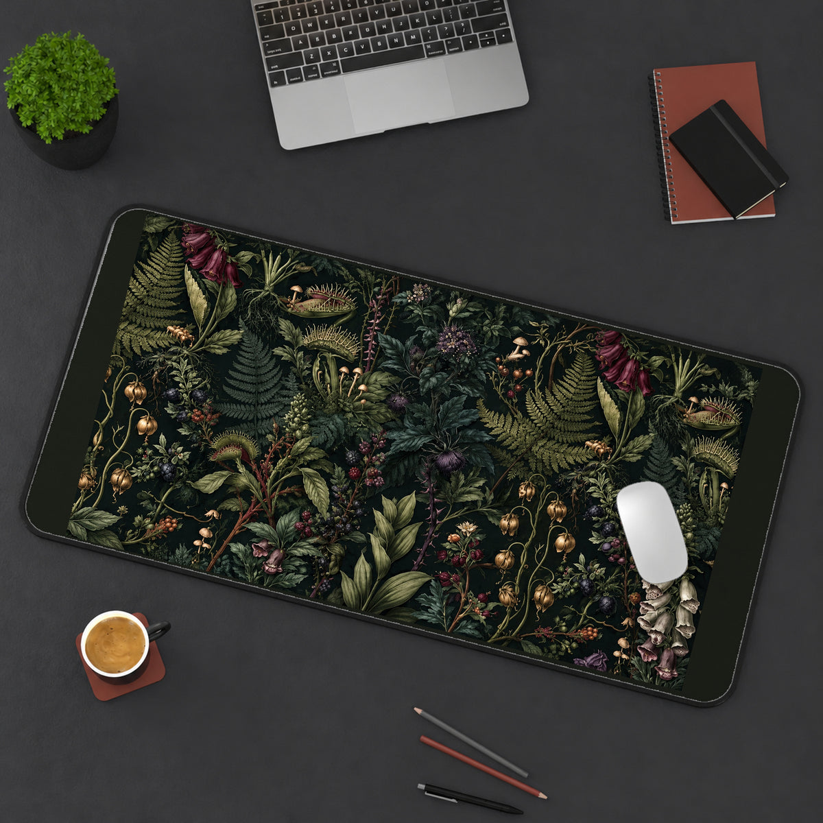 Carnivorous Plants in a Dark Garden desk mat — product mockup 3