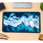 White Surf over Deep Blue Waves desk mat — product mockup 1