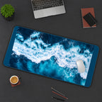 White Surf over Deep Blue Waves desk mat — product mockup 3