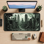 Overgrown City after the Storm desk mat — product mockup 2