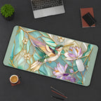 Hummingbird with Lilac Flowers desk mat — product mockup 3