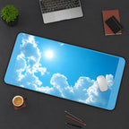 Sunshine between Fluffy White Clouds desk mat — product mockup 3