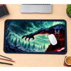 Red Eyed Werewolf under Storm Clouds desk mat — product mockup 1