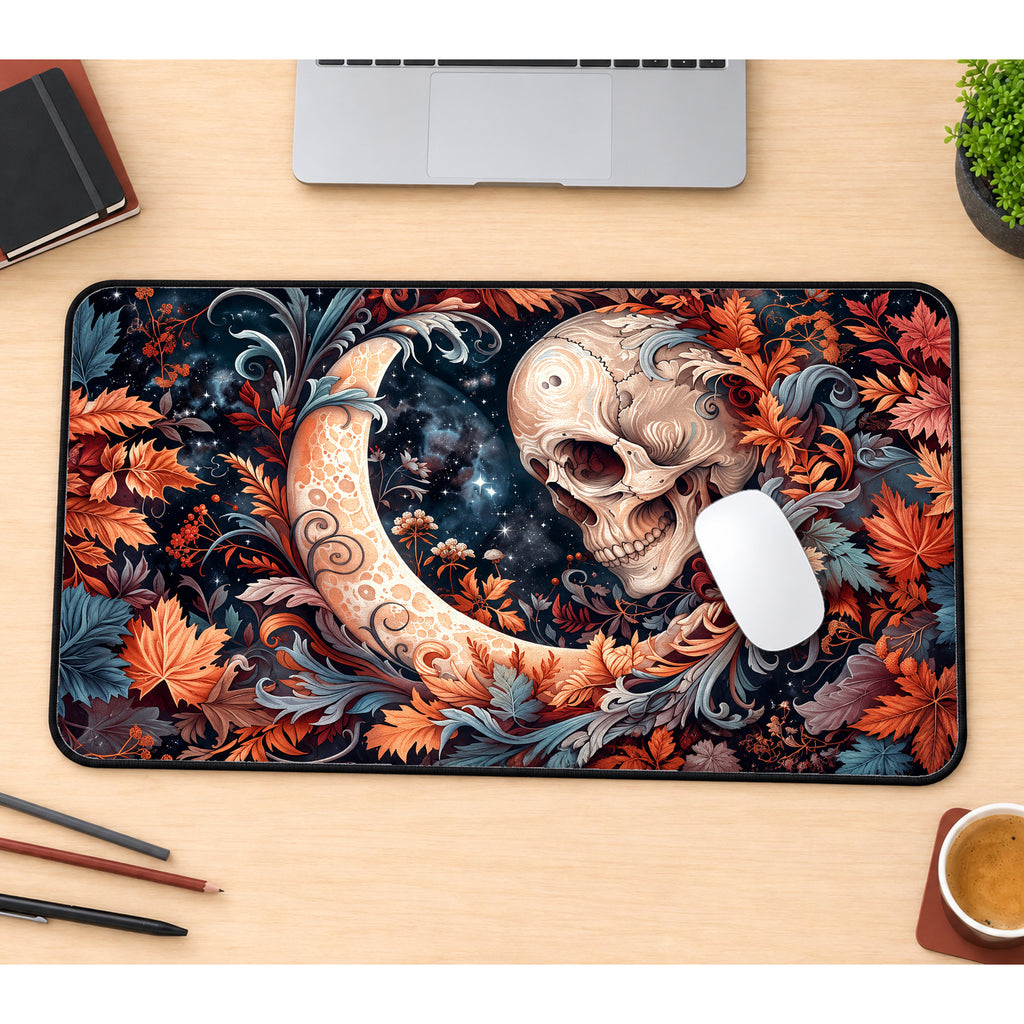 Skull and Crescent Moon Desk Mat — product mockup 1