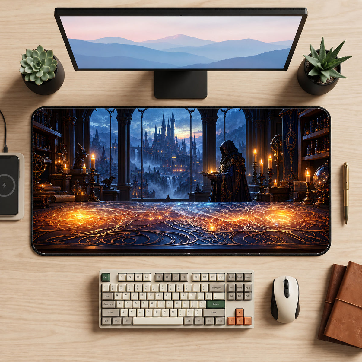 Wizard's Moonlit Studio Desk Mat — product mockup 2