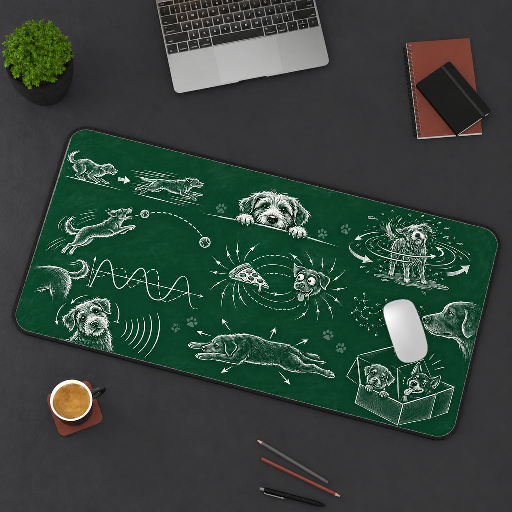 Chalkboard Dog Physics Desk Mat — product mockup 3