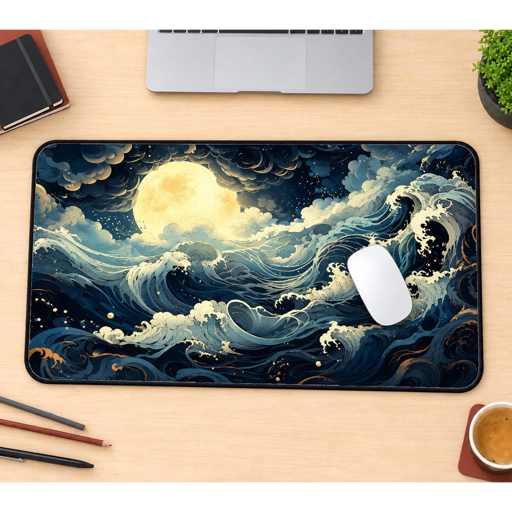 Moonlit Stormy Seas Desk Mat — product mockup 1