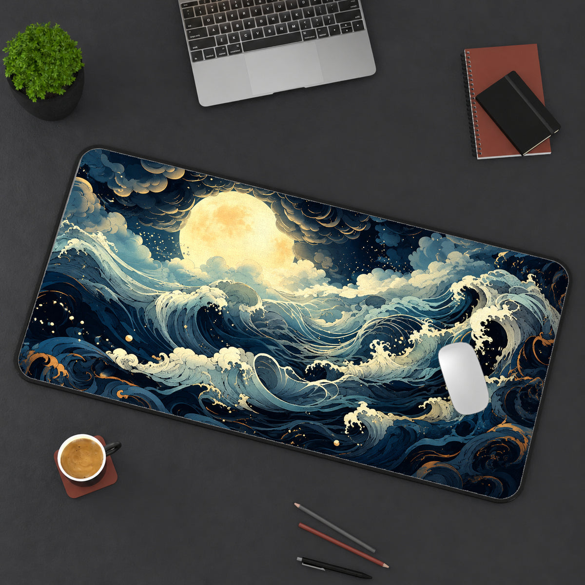 Moonlit Stormy Seas Desk Mat — product mockup 3