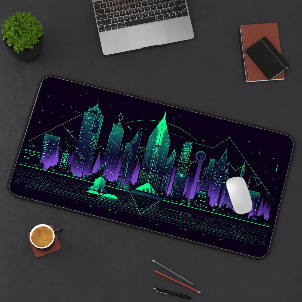 Green Geometric City Desk Mat — product mockup 3