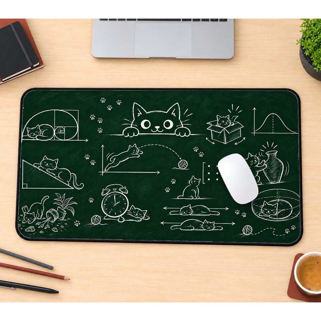 Chalkboard Cat Math Desk Mat — product mockup 1