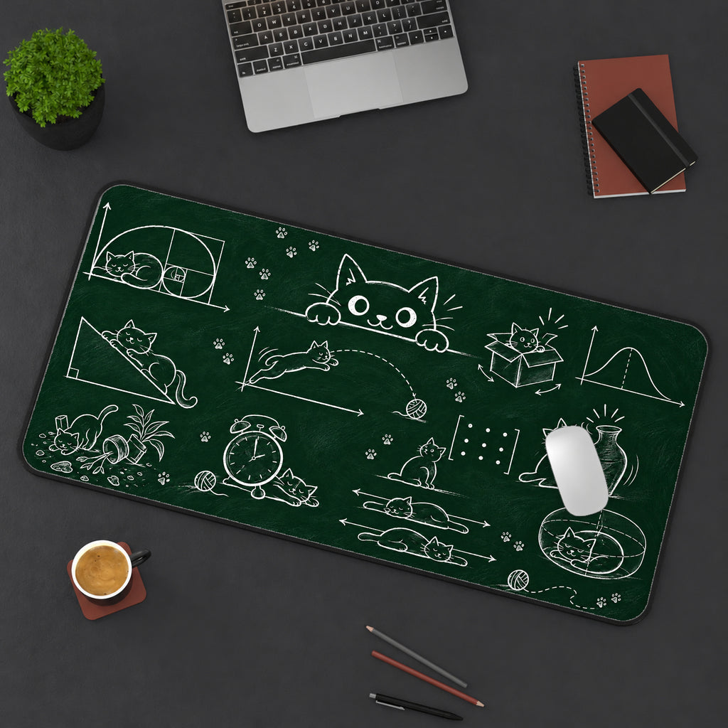 Chalkboard Cat Math Desk Mat — product mockup 3
