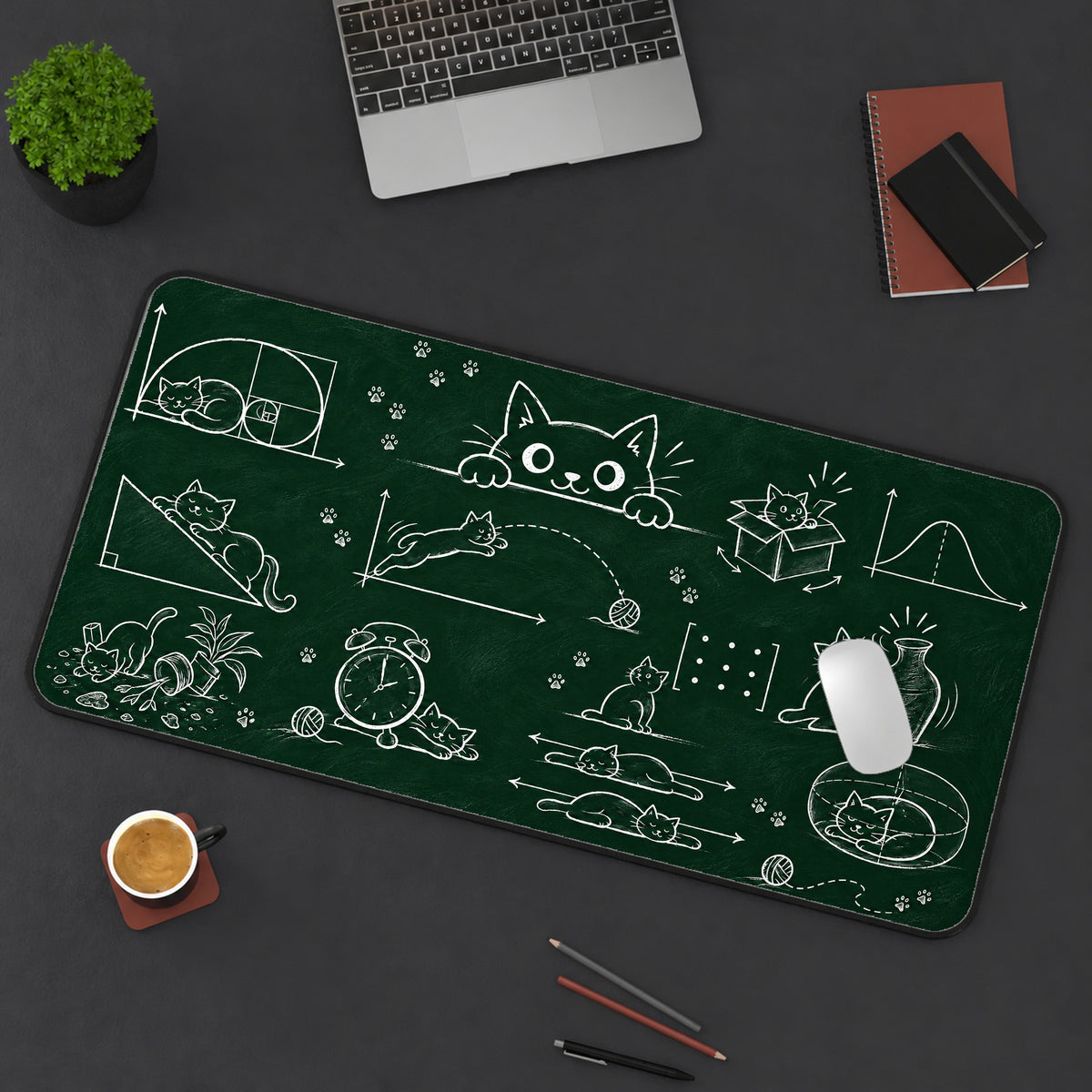Chalkboard Cat Math Desk Mat — product mockup 3