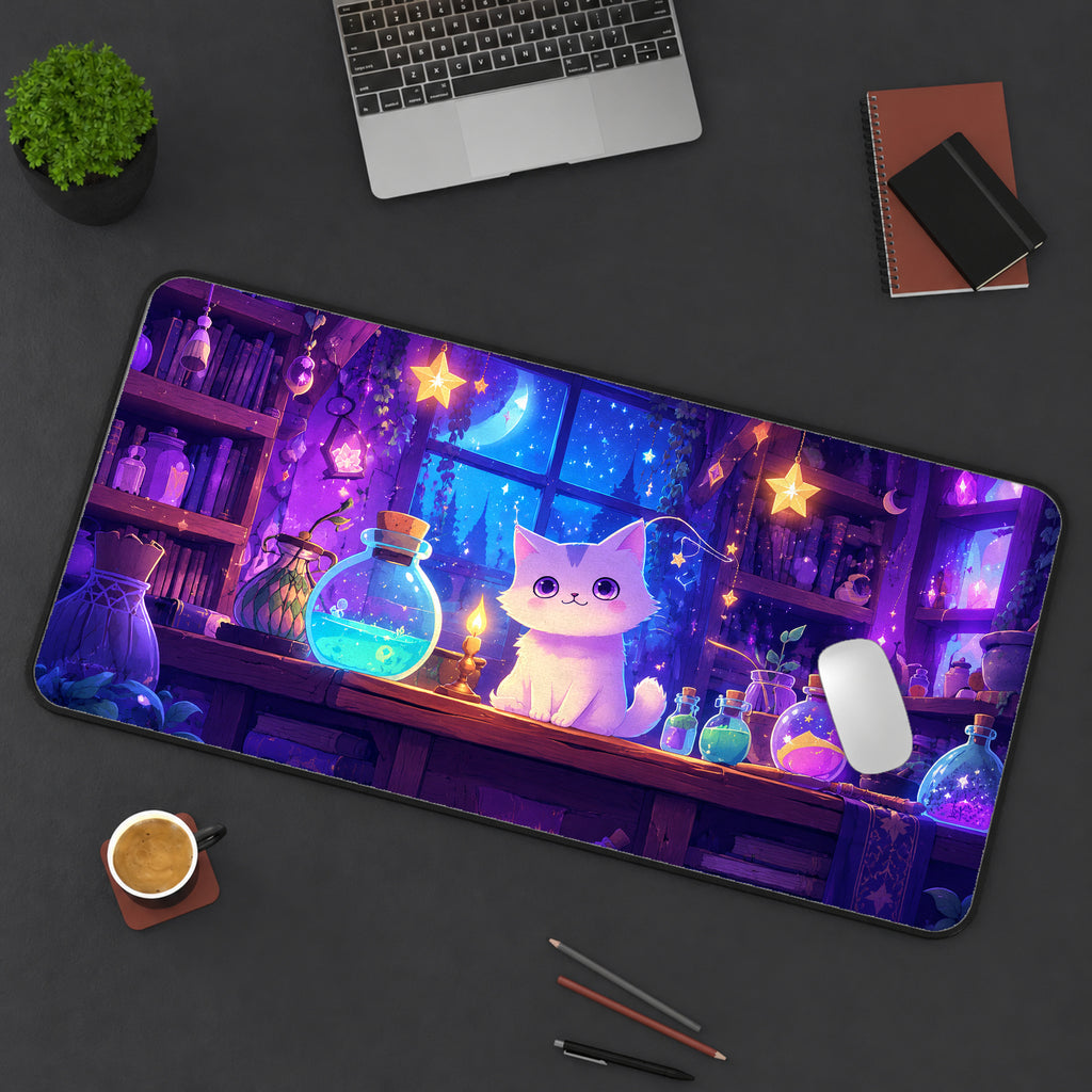 Purple Witch Cat Desk Mat — product mockup 3