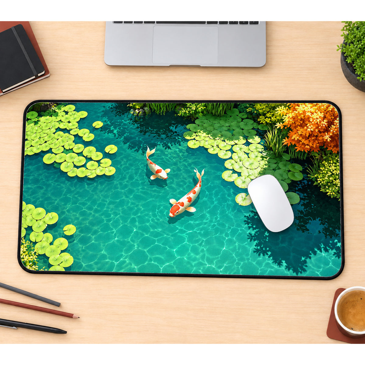 Serene Koi Pond Desk Mat — product mockup 1