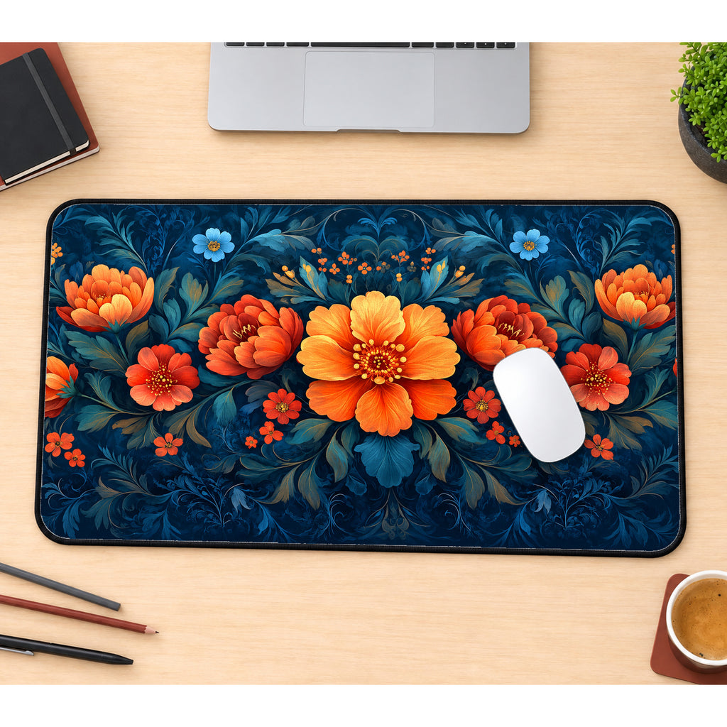 Vibrant Botanical Blooms Desk Mat — product mockup 1