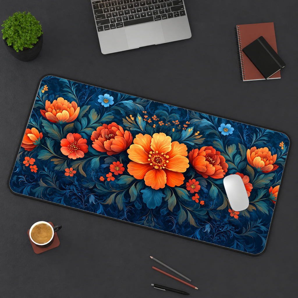 Vibrant Botanical Blooms Desk Mat — product mockup 3