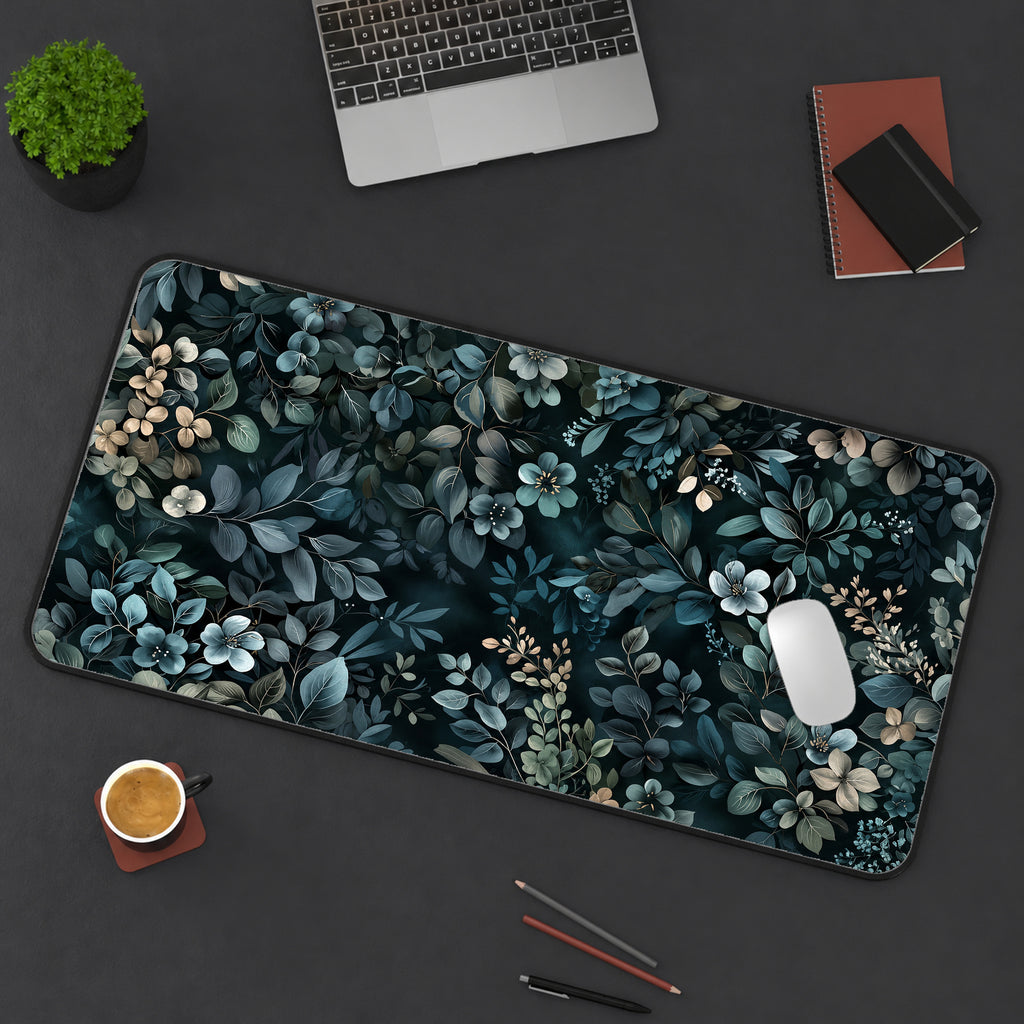 Muted Cottage Flowers Desk Mat — product mockup 3