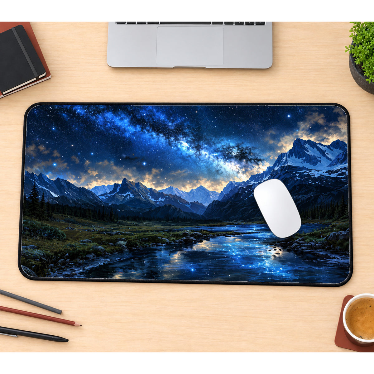 Mountain Milky Way Stream Desk Mat — product mockup 1