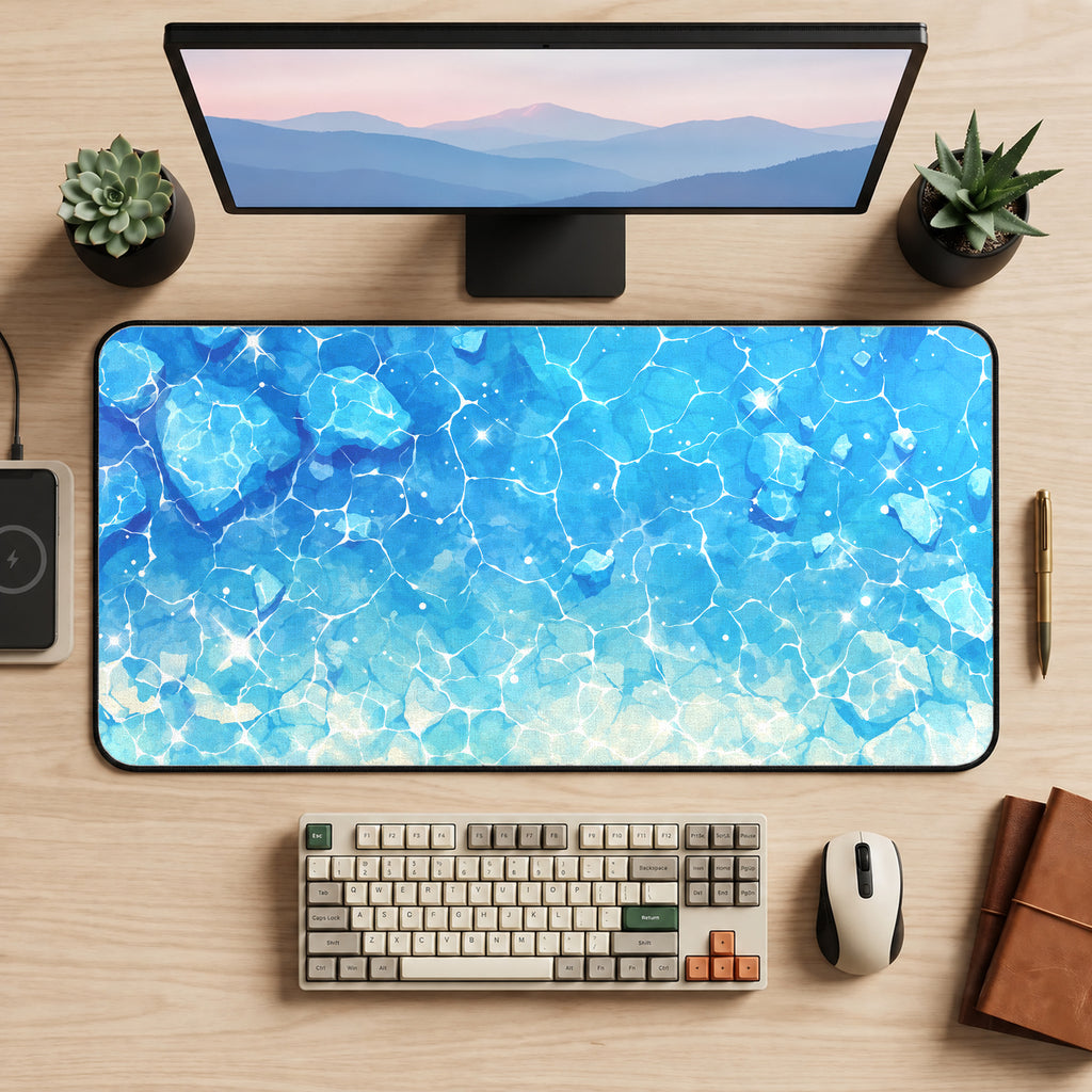 Kawaii Blue Water Desk Mat — product mockup 2