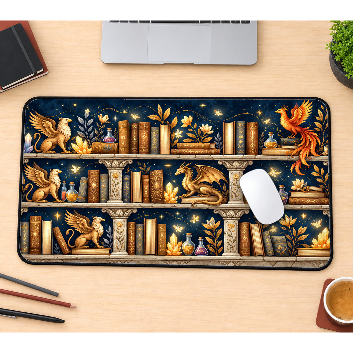 Magical Bookshelf Desk Mat — product mockup 1