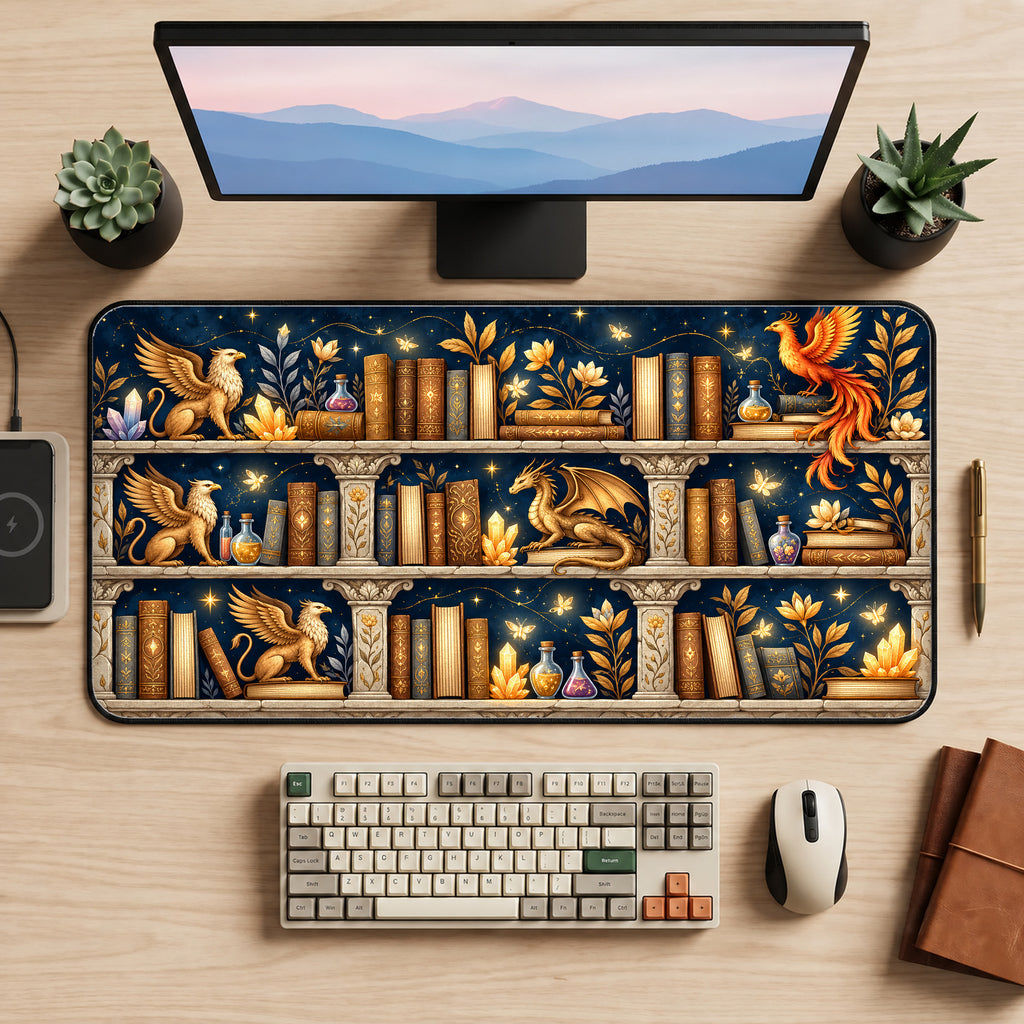 Magical Bookshelf Desk Mat — product mockup 2