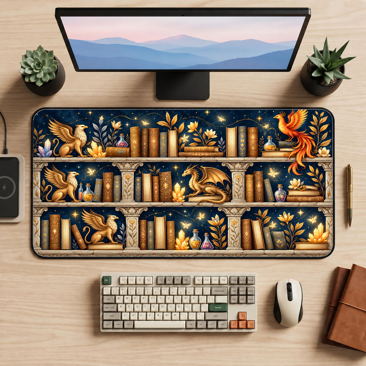 Magical Bookshelf Desk Mat — product mockup 2