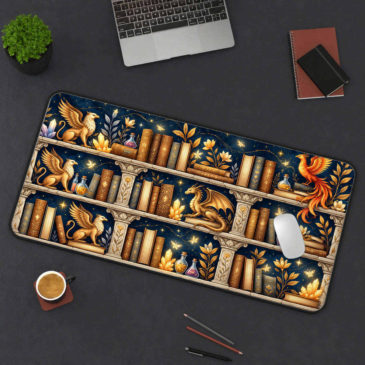 Magical Bookshelf Desk Mat — product mockup 3