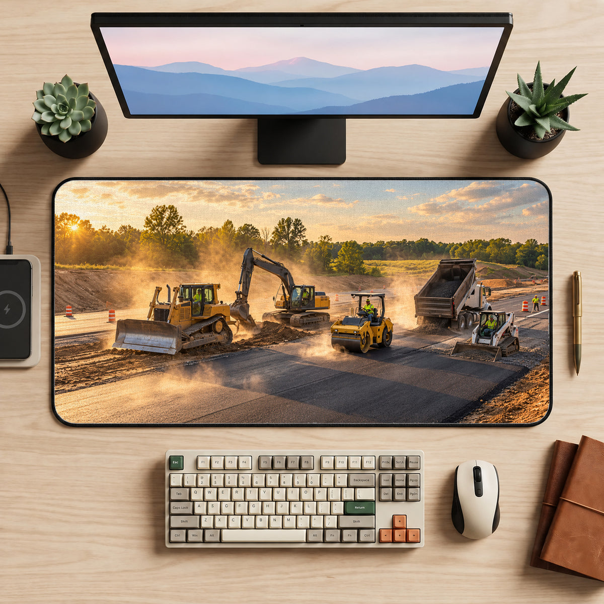 Construction Site Crew Desk Mat — product mockup 2