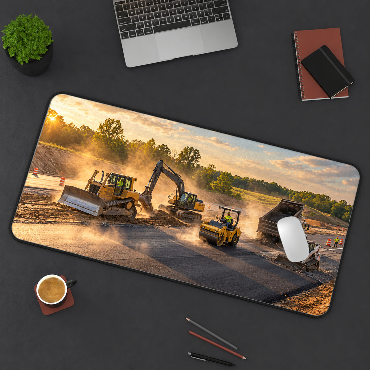 Construction Site Crew Desk Mat — product mockup 3