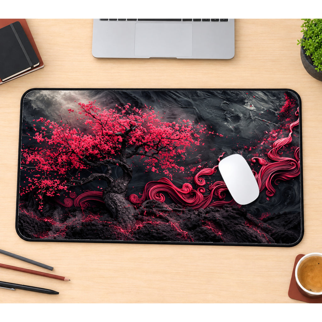 Crimson Fantasy Sakura Desk Mat — product mockup 1
