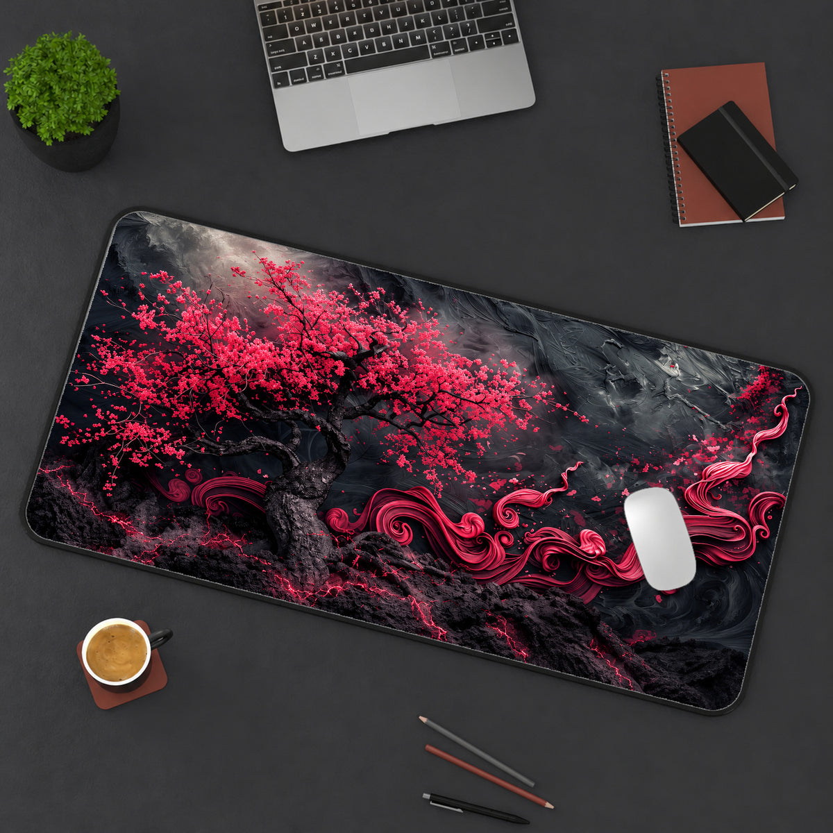 Crimson Fantasy Sakura Desk Mat — product mockup 3
