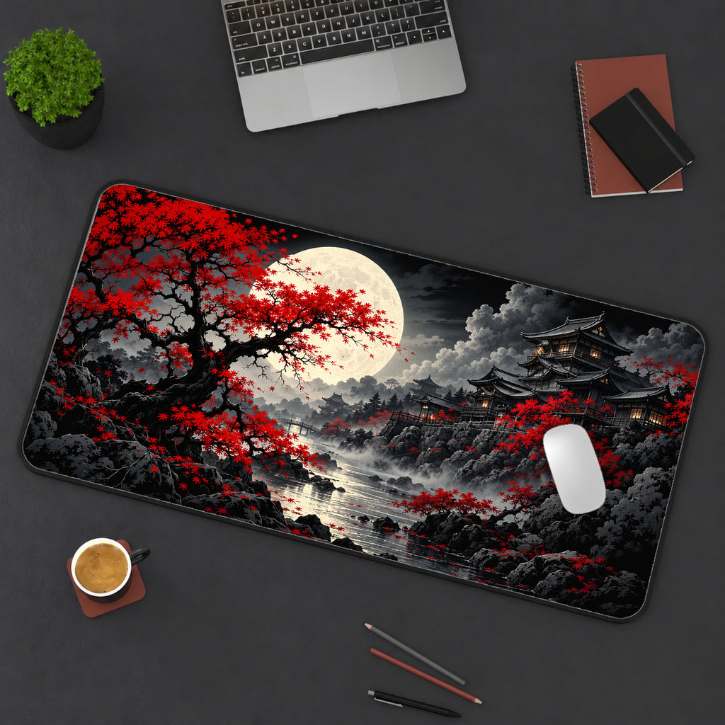 Japanese Riverside Full Moon Desk Mat — product mockup 3